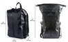 The Faraday Dry Bag Backpack – Stealth Black by American Reserves features FARADAY text, measures 16 x 11 x 6 (40.6 x 28 x 15.2 cm), unfolds to a height of 23 (58.4 cm), and doubles as a dry bag, offering exceptional signal-blocking and EMP protection for your essentials.