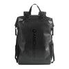 The American Reserves Faraday Dry Bag Backpack in Stealth Black features a top handle, adjustable straps, and vertical FARADAY print. Made from waterproof material with side pockets, its designed to block signals for added security.