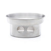The Kelly Kettle® Ultimate Trekker Camping Kit by American Reserves includes a stainless steel base with two circular cutouts, perfect for holding your camping kettle and ideal for outdoor enthusiasts seeking compact utility.