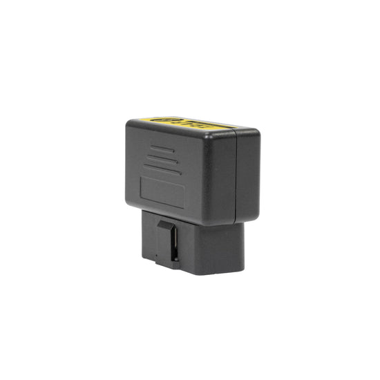 A sleek black electronic device by American Reserves, designed for EMP Vehicle Protection, features a rectangular shape and protruding connector, standing upright against a stark white background.